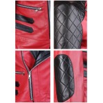 2015 New fashion Damask Red Biker Womens Leather Jacket for womens 